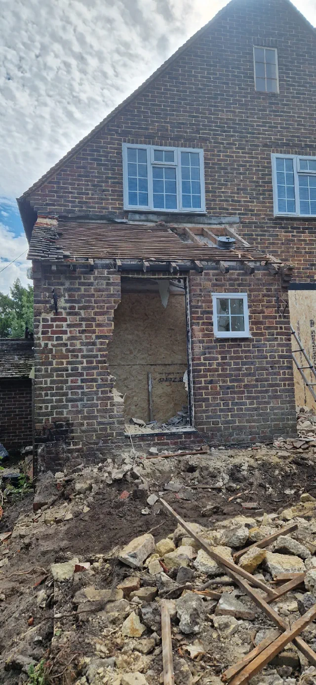 Existing rear structure during demolition work